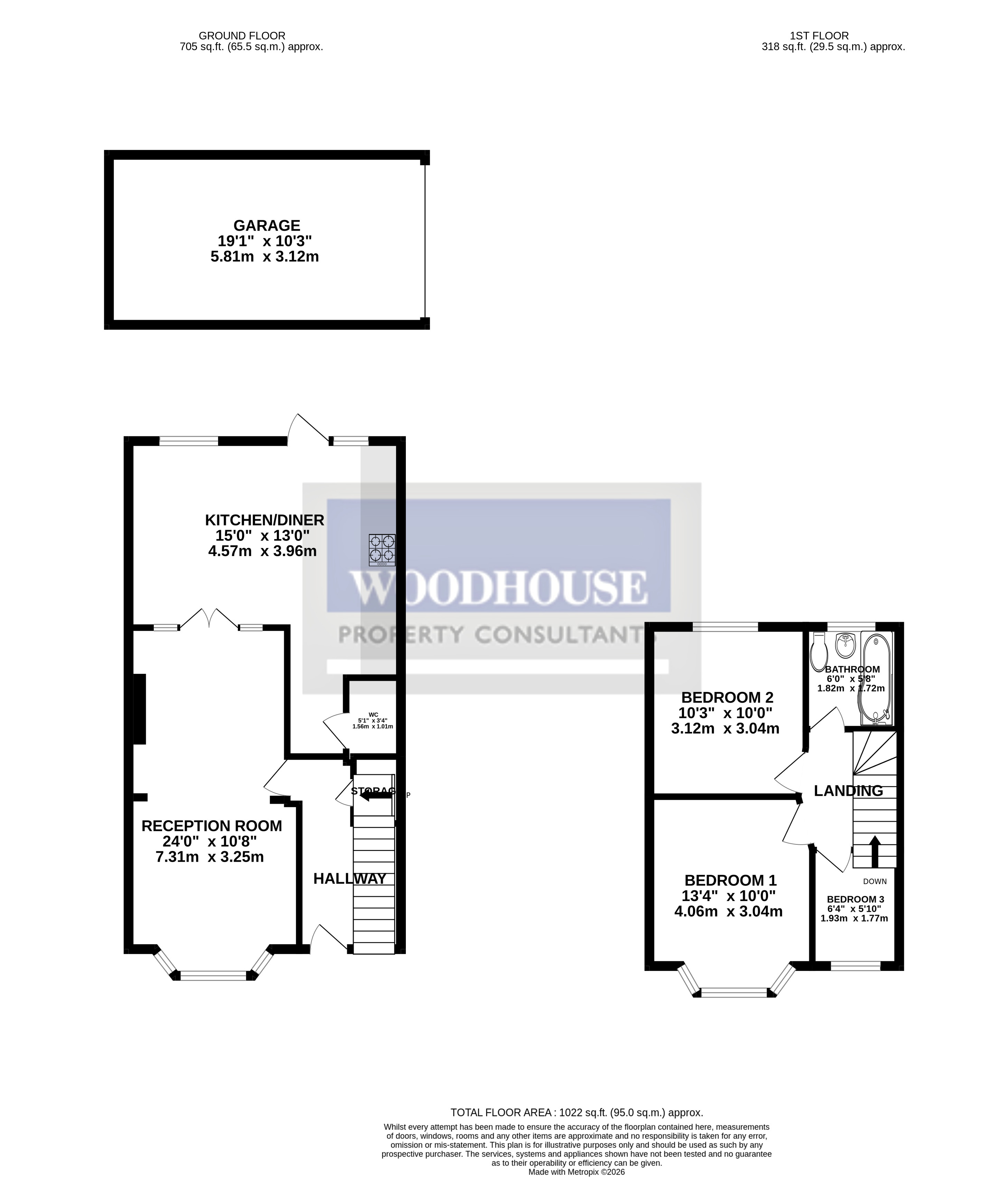 Floorplans For Hedworth Avenue, Waltham Cross, Hertfordshire